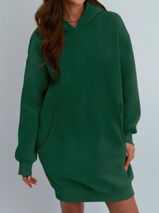 Sudadera con Capucha para Mujer, Color Rosa Sólido, Tejida, Manga Larga, Largo Regular, Transpirable, Estilo Holgado, 100% Algodón - Product Image 3