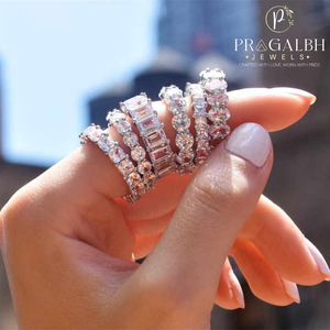 14K oro eternidad bandas 925 plata esterlina CZ simulado Moissanite diamante apilable anillo original boda banda para mujeres - Product Image 3