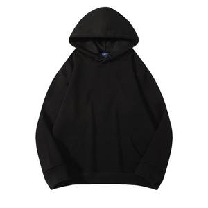 Men's <b>Black</b> Hooded Pullover <b>Sweatshirt</b> Regular Fit Regular Sleeve Solid Color 100% Cotton French Terry Eco-friendly Streetwear - Product Image 1