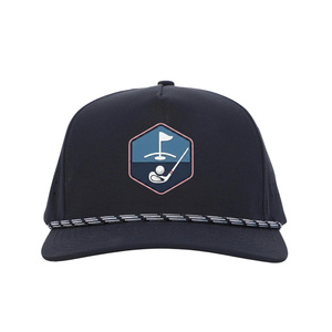 Custom Logo PVC Rubber Patch 5 Panel Flat Bill Snapback Baseball <b>Cap</b> With <b>Waterproof</b> Fabric Laser Cut Holes Rope For Golf Tennis - Product Image 1