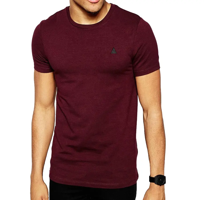 Camiseta slim fit com corte reto confortável, camiseta de gola redonda para homens