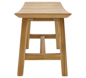 Banc de douche en teck de haute qualité, tabouret d'extérieur avec assise à lattes courbées, mobilier de jardin, artisanat indonésien - Product Image 4