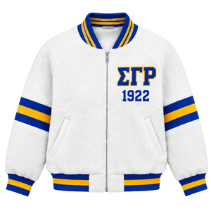 เสื้อแจ็คเก็ตเชอร์ปาแบบกลับด้านได้สำหรับผู้หญิง Custom Sigma Gamma Rho  เสื้อคลุมบอมเบอร์ขนแกะอุ่นๆ  เสื้อคลุมกันหนาวแบบสองด้านสำหรับชมรมนักศึกษากรีก  OEM - Product Image 1
