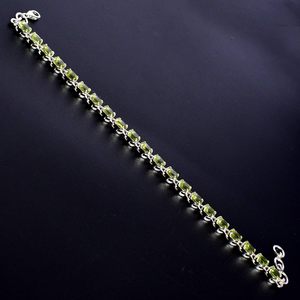 2026 Newly Classic 925 <b>Solid</b> Sterling <b>Silver</b> Green Peridot Gemstones <b>Bracelet</b> Channel Setting Women's Everyday Wear Fine Jewelry - Product Image 3