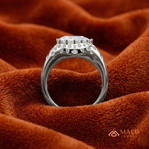 Moissanite Side Stone <b>Dome</b> <b>Ring</b> for Women Silver Plated Luxury Engagement Wedding Anniversary Jewelry - Product Image 4