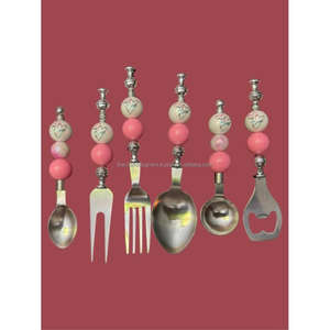 Finest Quality Spoons Multicolor <b>Bead</b> Handles Latest Cutlery Set <b>Mirror</b> Polished Premium Flatware Stylish Spoons Set Reusable - Product Image 5