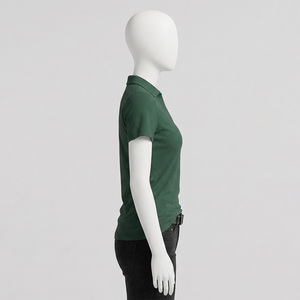 Camisa de Golf Transpirable OEM de Mezclilla para Mujer, Corte Ajustado, Cuello Alto con Botones, Verde, Manga Corta, de Alta Calidad, Secado Rápido, para Primavera/Verano - Product Image 2