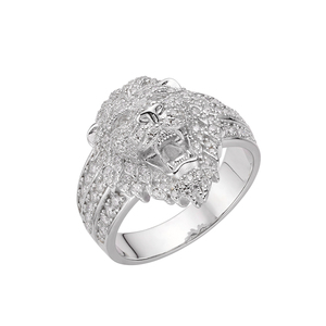 <b>Mens</b> Moissanite 925 <b>Silver</b> Lion Head <b>Ring</b> Iced Animal Statement Luxury Fashion <b>Ring</b> - Product Image 6