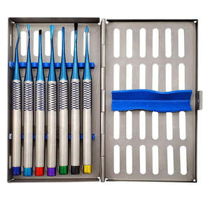 Ensemble de 7 élévateurs radiculaires luxateurs PDL réutilisables en acier inoxydable de qualité allemande, instruments chirurgicaux dentaires manuels ergonomiques pour implants - Product Image 1