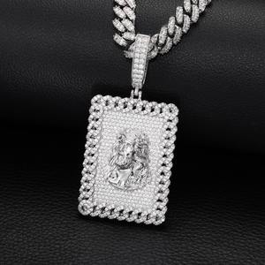 Hot Sale Trendy Gold & <b>Silver</b> Hip Hop Square Jesus Face Pendant for Rap and Street Fashion <b>Fans</b> Available at Best Price - Product Image 6