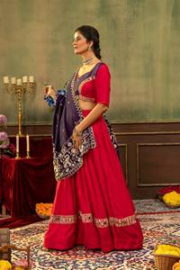 Indian <b>Lehenga</b> Choli With Embroidered Dupatta Traditional Wear For <b>Women</b> Red pure rayon mirror work - Product Image 5