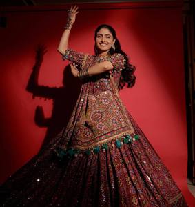Ensemble Lehenga Choli Dupatta en coton mousseline épais, imprimé numérique et gaufré, robe ethnique pour femme pour mariage et fête de Diwali - Product Image 1