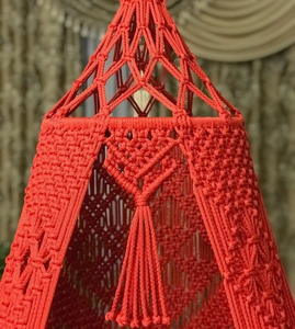 72" Red Royal Elegant Macramé Boho Rope <b>Swing</b> Chair <b>for</b> Outdoor Garden Patio Courtyard-Hanging Chair <b>for</b> Outdoor Furniture - Product Image 3