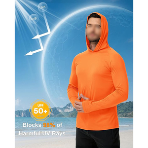 Sudadera Casual de Manga Larga con Capucha para Hombre, Color Naranja, de Secado Rápido, Corte Ajustado, Tejido de Poliéster, para Verano - Product Image 4