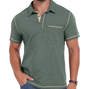 เสื้อโปโลแขนสั้นผู้ชาย – เสื้อยืดคอปกสำหรับเล่นกอล์ฟแบบลำลองสำหรับฤดูร้อนพร้อมดีไซน์กระเป๋าแบบคลาสสิก - Product Image 1