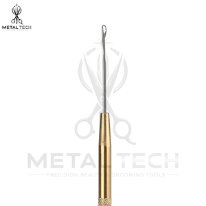 Stainless Steel Hair Extension Pulling <b>Needle</b> Tool Knurled Grip Brass Handle Micro Ring Loop <b>Threader</b> for Salon Styling - Product Image 6