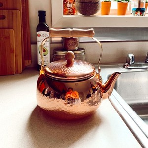 High Quality Handmade Copper <b>Kettle</b> Matte Finish with Handle Traditional Design for Boiling Water Kitchenware and Home Use - Product Image 1