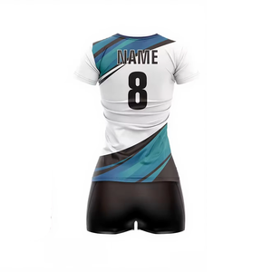 Maillot de volley-ball sublimé blanc et turquoise pour femme, col en V, design personnalisé, tenue d'équipe, vêtements de sport - Product Image 3