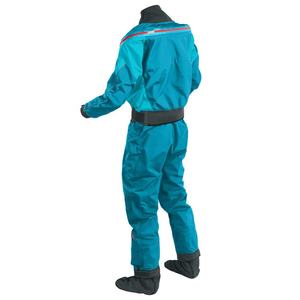 Unisex Teal Waterproof Polyester <b>Work</b> Coverall with <b>Black</b> Trim and Zippered Pockets for Industrial Use - Product Image 2