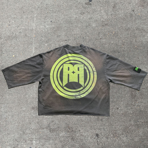 T-shirts pour hommes en molleton 100% coton, coupe oversize et carrée, ourlet brut, effet vintage délavé à l'acide et vieilli, style streetwear personnalisé - Product Image 2