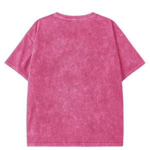 Womens Breathable Solid Vintage Washed Look Oversized T Shirt Loose Fit Short Sleeve Crew Neck Casual Streetwear Plain <b>Top</b> - Product Image 3