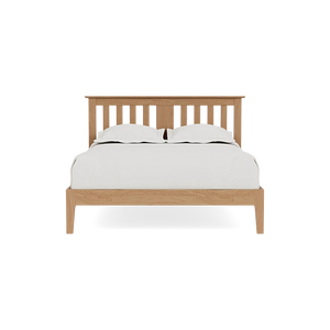 Contemporary Solid Wood <b>Bed</b> with Architectural Base | KD Flat Pack Bedroom Furniture India - Product Image 1