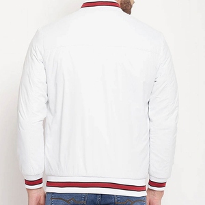 Chaqueta Varsity Blanca para Hombre, con Letra EZ Bordada, Cuello Camisero, Cierre de Botones Cubiertos, Estilo Preppy, para Otoño - Product Image 6