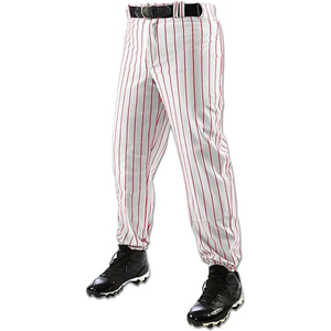 Pantalon de baseball pour homme blanc avec rayures bleues en polyester respirant coupe régulière fermeture à ceinture uniforme d'équipe - Product Image 6
