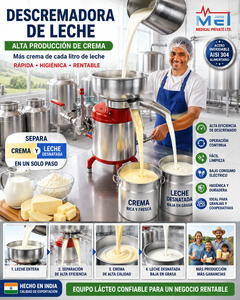 Équipement médical Inde – Séparateur de lait et de crème en acier inoxydable 1000 litres, moteur 220V 2.0KW, certifié ISO 13485, qualité hospitalière B2B - Product Image 1