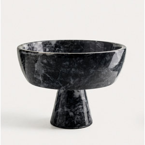 Vente en gros de bols sur piédestal en marbre noir de luxe, plateau à fruits en pierre naturelle sur pied, centre de table décoratif pour la décoration de la maison et des hôtels - Product Image 4