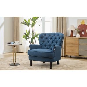 Mirod elegante stile Vintage di ispirazione Lounge Chair rivestimento in legno massiccio gambe comodo schienale curvo per soggiorno camera da letto - Product Image 3