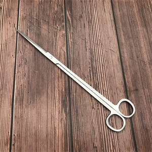 Ciseaux chirurgicaux longs et courbés en acier inoxydable, manche annulaire, instrument réutilisable - Product Image 2