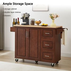Carrello da Cucina in Legno con Porta Scorrevole e Piano d'Appoggio Ribaltabile - Product Image 6