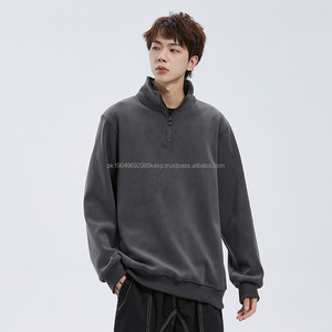 Alta calidad logotipo personalizado 14 Zip pulóver Casual cuarto de cremallera hombres sudadera bordada impresión al por mayor polar sudaderas con capucha medio - Product Image 1