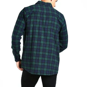เสื้อเชิ้ตผ้าสักหลาดลายสก็อตแขนยาวสำหรับผู้ชาย ปกคอปก 100% ผ้าฝ้าย ใส่ได้ในฤดูใบไม้ร่วง ผ้าไม่ยับ แขนยาวเต็มตัว - Product Image 3