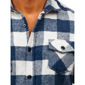 High Quality Manufacturer Men's Flannel Shirt Long Sleeve Formal High Street Turn-<b>down</b> Collar 100% Cotton Breathable Quick Dry - Product Image 4
