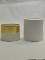 Caja de Regalo Cilíndrica de Lujo Personalizada con Logotipo en Relieve Dorado, Banda Amarilla Decorativa, Diseño Telescópico de Dos Piezas para Perfume y Cosméticos
