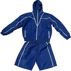 RTS New Arrivals Custom Logo Blue With Panels Men's Nylon <b>Wind</b> <b>Breaker</b> Shorts Sets For Summer Outwear Men Set Streetwear Hoodies - Product Image 1