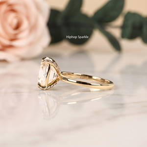 Bague de Fiançailles et de Mariage HIPHOP SPARKLE en Or Jaune 18K Haute Caratage, Minimaliste, avec Moissanite Taille Coussin VVS1 Couleur D, Sertie à Griffes - Product Image 2