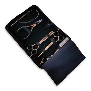 Kit d'outils professionnels en acier inoxydable pour extensions de cheveux, ensemble complet d'installation avec pinces à extensions, aiguilles de tirage et boucles - Product Image 1