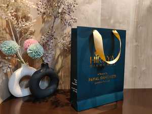 Luxury Matte Paper <b>Gift</b> <b>Bag</b> with Custom Logo Gold Foil Printing Ribbon Handles for Jewelry Boutique Packaging - Product Image 1
