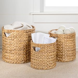 <b>Wicker</b> Water Hyacinth <b>Basket</b> <b>Large</b> Storage Organizer Handmade Home Decor Wholesale Manufacturer OEM ODM - Product Image 2