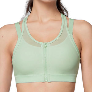 Sujetadores deportivos transpirables y elásticos para yoga, con alto soporte, sin costuras, con cremallera, para gimnasio, en venta, servicio OEM. - Product Image 6