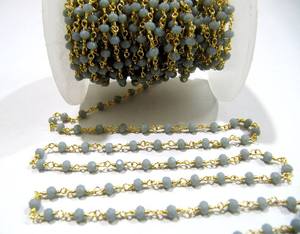 Grey <b>Moonstone</b> Rondelle Faceted 3-4mm Bead Rosary chain <b>Moonstone</b> Beaded Handmade Chain - Product Image 2