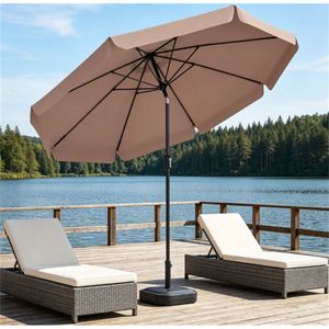 Ombrellone da Patio Ventilato con Bordo Ondulato da 3 Metri, con Manovella, Pulsante di Inclinazione, Stecche in Fibra di Vetro e Base in Granito - Product Image 5
