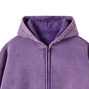 Sweat à capuche personnalisé avec logo en relief, de haute qualité, pour hommes, effet délavé, vente en gros - Product Image 5