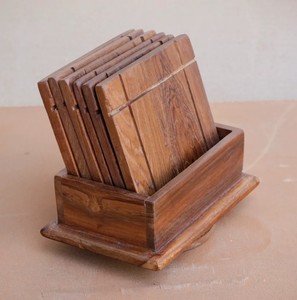 Handmade Wooden Tea Coaster Set for Coffee Cups Glass Protection Home Dining <b>Table</b> Decoration Use - Product Image 4