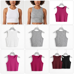 Camiseta de Tirantes Corta de Punto para Mujer, Cuello Redondo, Color Sólido, Informal, Transpirable, 100% Algodón, Sin Mangas - Product Image 6