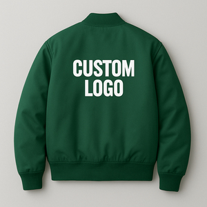 Blouson Bomber Homme Personnalisé Enduit Couleur Unie 100% Polyester Haute Qualité Logo Avant Coupe-Vent Respirant Streetwear Vente en Gros - Product Image 2