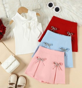 Conjunto de Falda y Top de Punto con Lentejuelas de Mariposa, Estilo Vintage, Manga Corta, para Niñas, Otoño - Product Image 2